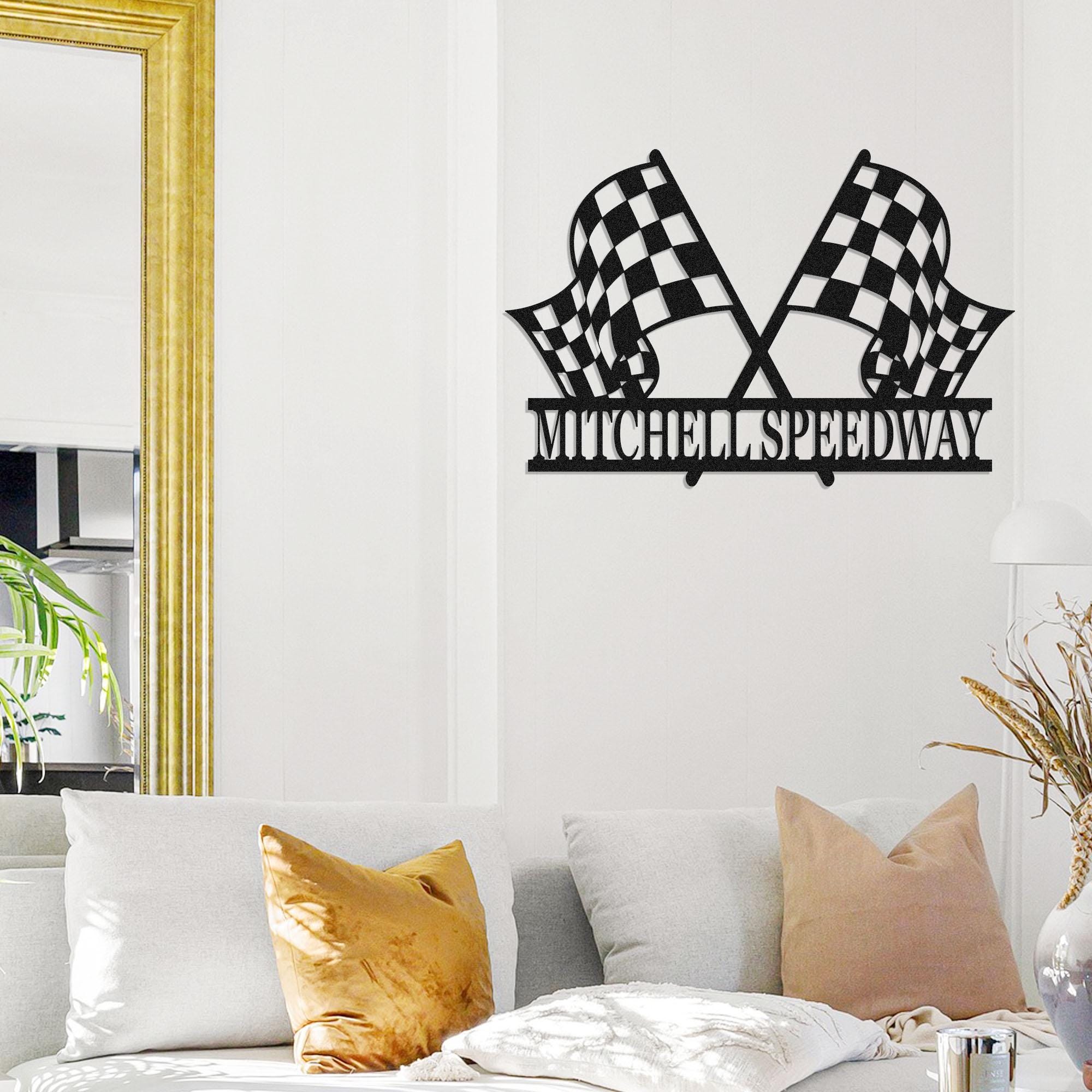 Custom Checkered Flag Metal Sign: Personalized Racing Wall Art - Etsy