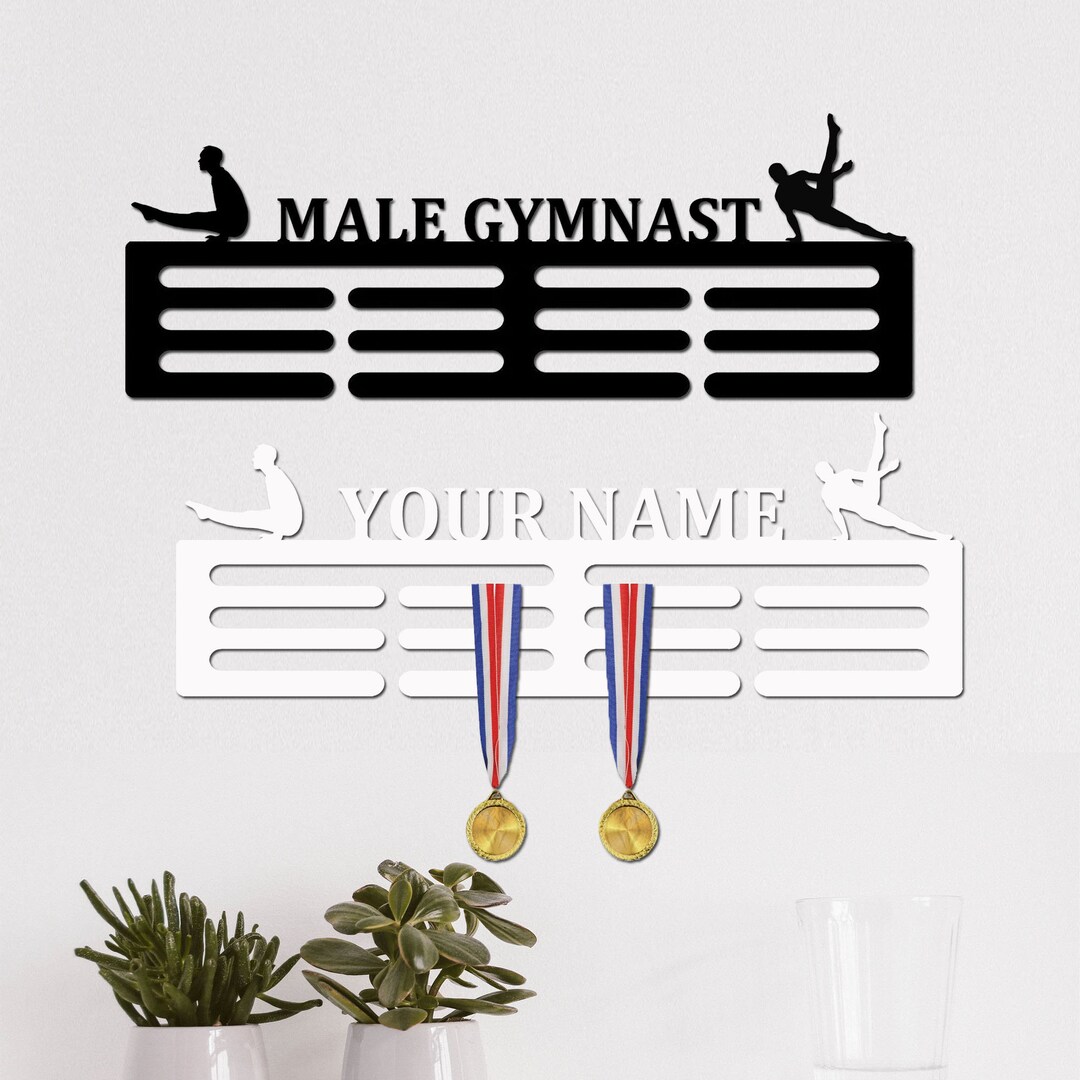 Gymnastics Male Medal Hanger Custom Medal Holder With Name, 12 Rungs