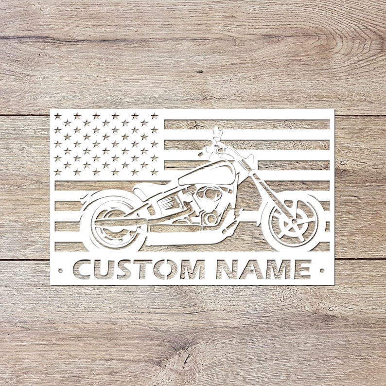Custom Motorcycle Metal Wall Art Harley Davidson USA Flag Art Etsy