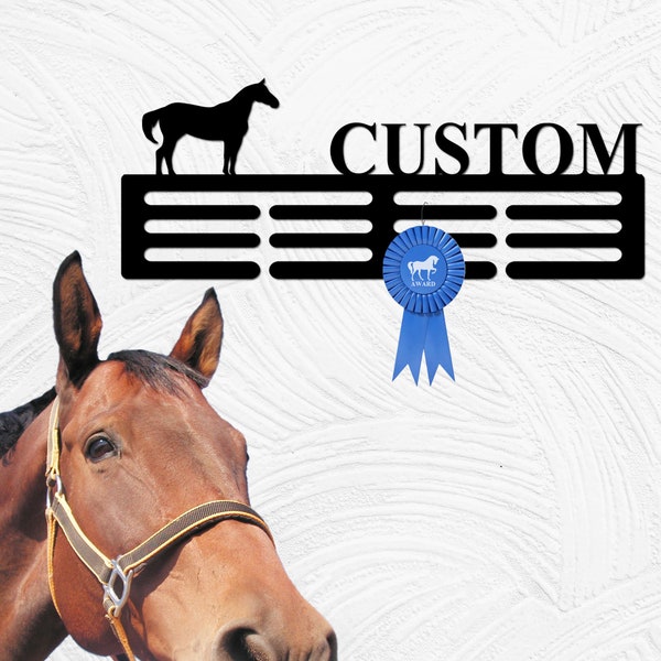 Custom Horse Ribbon Holder Medal Hanger Medal Holder with Name Display Rack for Awards, Ribbons Equestrian Gift Horse lover gift