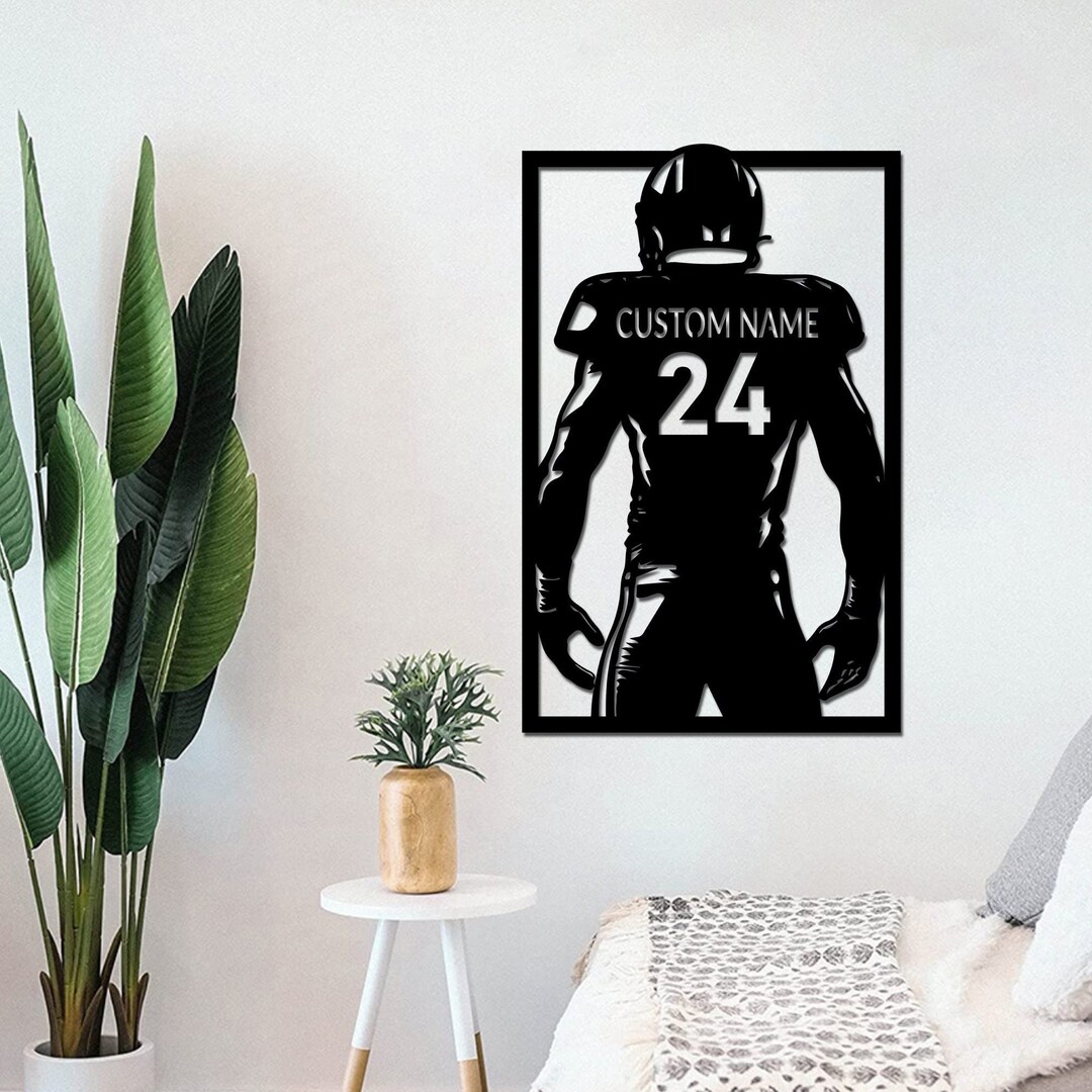 Curated visual reference: Personalized Football Player Metal Wall Art Man Cave Decor Photo Inspiration
