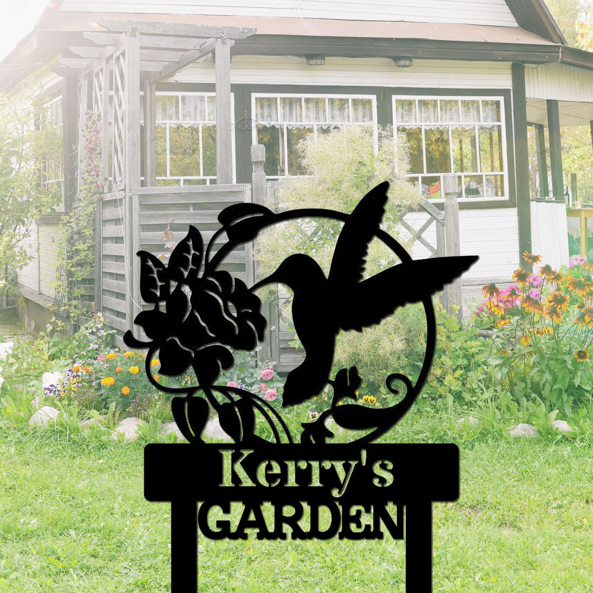 Riaeelvs Panneau de jardin en métal personnalisé avec fleurs Riaeelvs Panneau de jardin en métal personnalisé avec fleurs