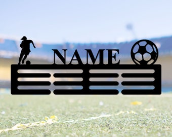 Aangepaste voetbalmedaillehanger, displayrek met 12 sporten, voetbalcadeau