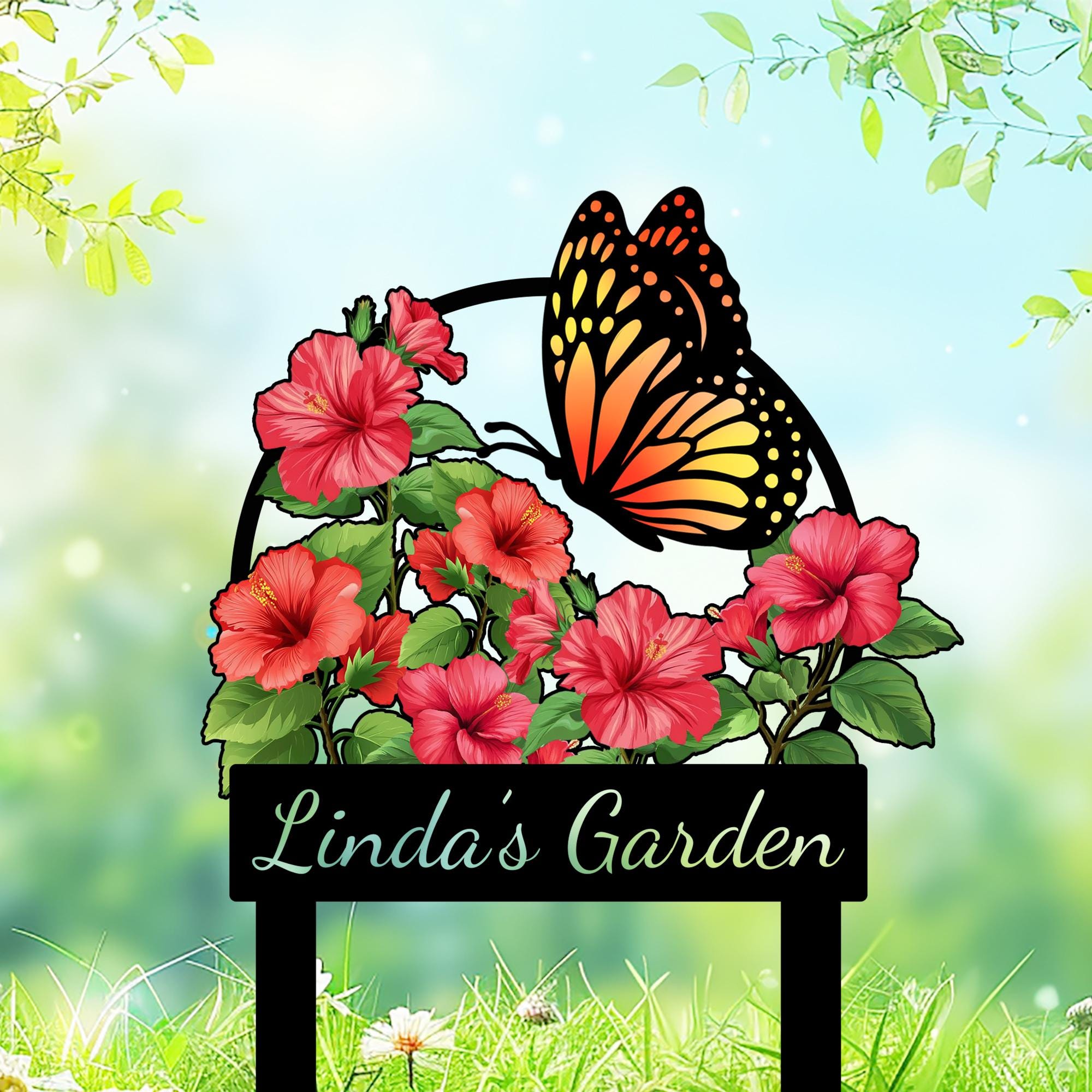 Personalized Metal Flower Garden Sign With Stake: Custom Yard Decor ...