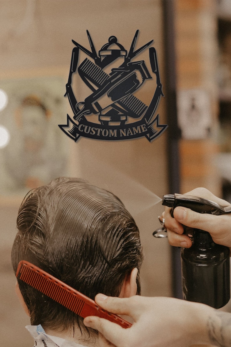Custom Barber Shop Metal Wall Art Personalized Hair Salon Wall Etsy