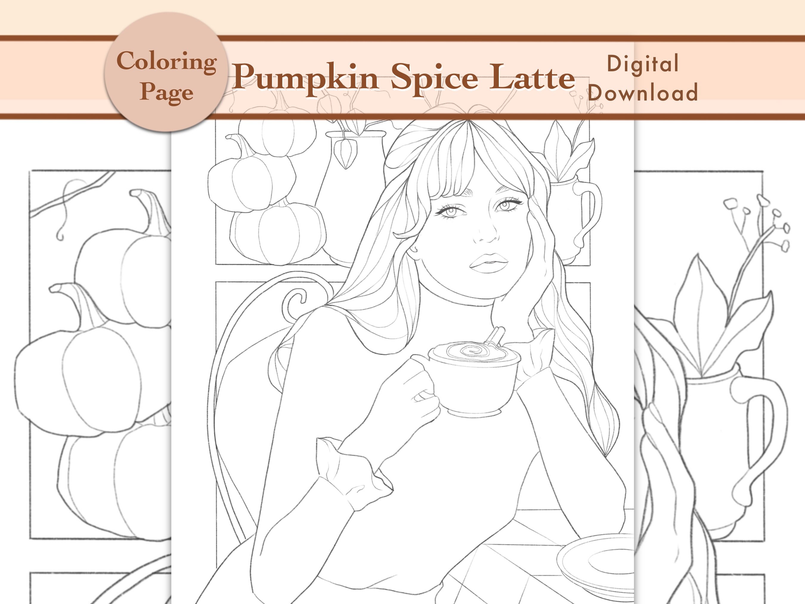 Pumpkin Spice Latte Printable Coloring Page Digital Download - Etsy