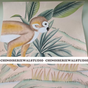 Esempio per Chinoiserie Carta da parati dipinta a mano su seta rosa 12 "x16" - Accetta dimensioni personalizzate