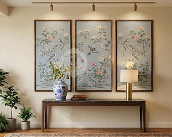 Hand Painted Silk Wallpaper, Custom Wall Mural, Traditional Oriental Chinoiserie Wall Art, Luxury Custom Wallpaper for Home Interior