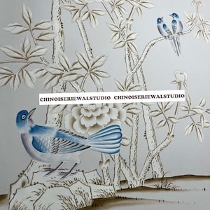 Chinoiserie Wallpaper Chinoiserie panels Hand painted wallpapers on Silk  - Accept Custom Sizes