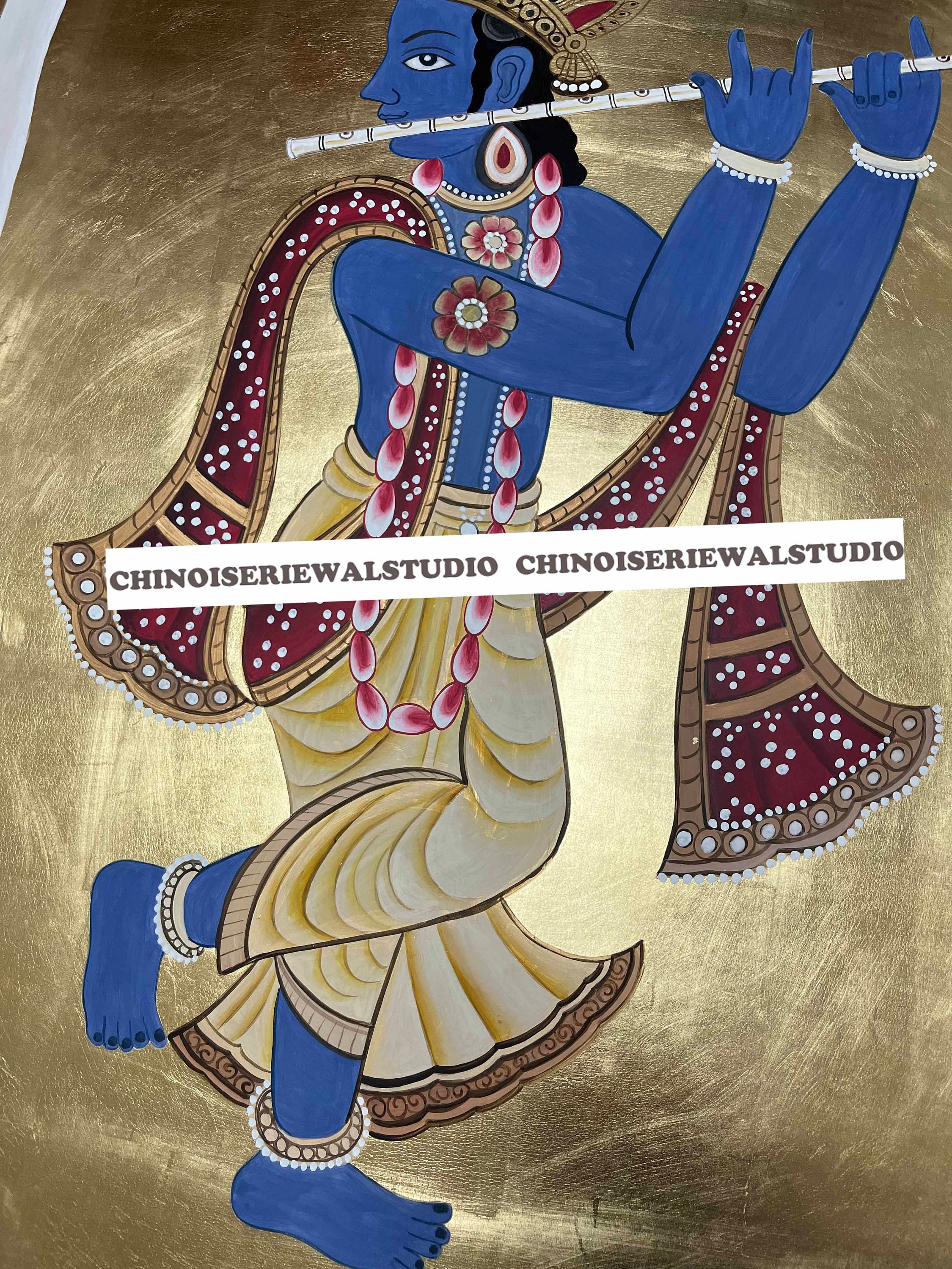 Custom Wallpaper Hand Painted Wallpapers on Gold Leaf 36 X 96/panel