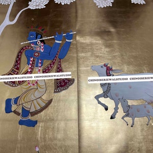 Custom Wallpaper Hand painted Wallpapers on Gold Leaf 36&quot; x 96&quot;/panel - Accept Custom Sizes