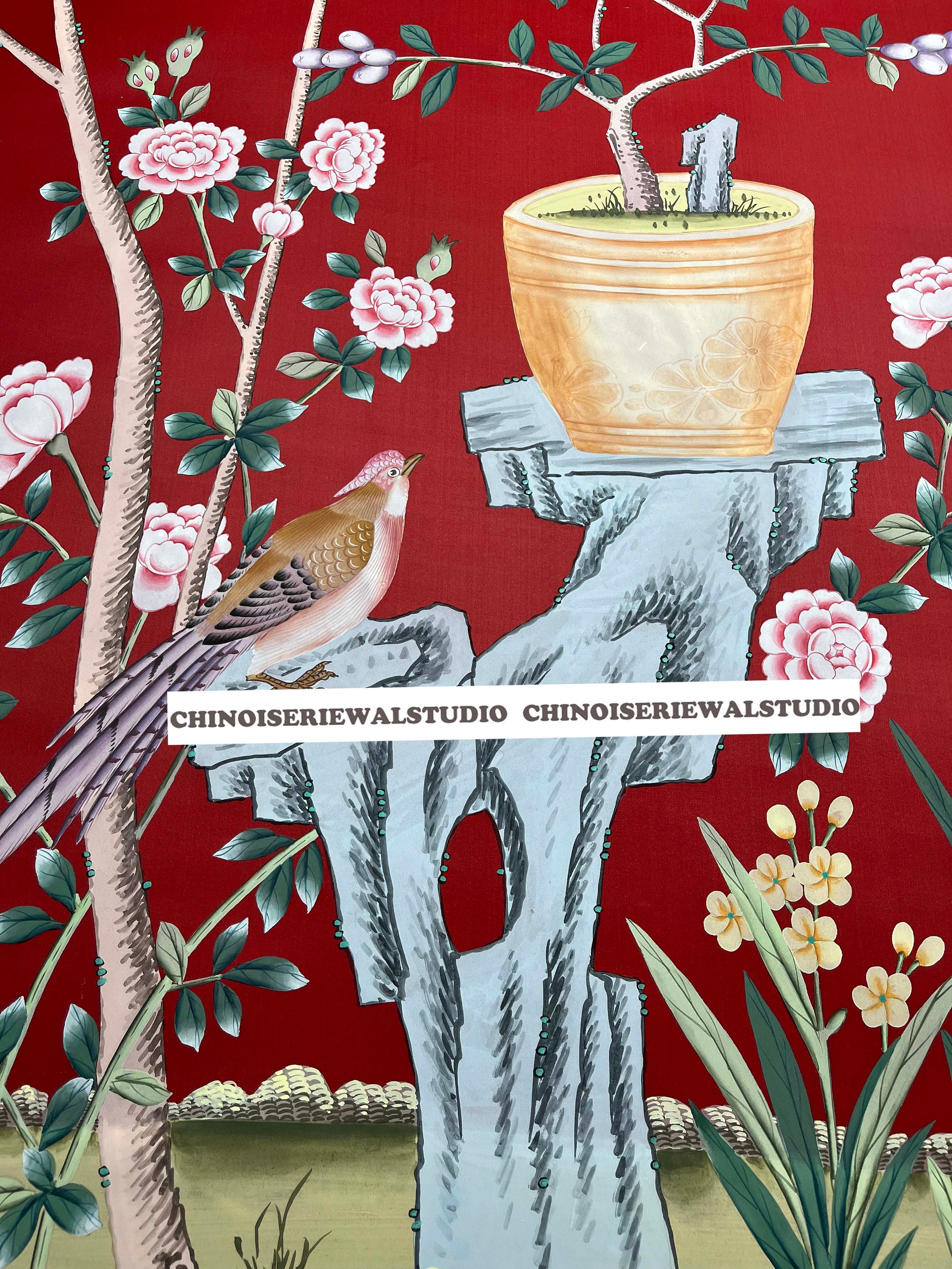 Chinoiserie Wallpapers Chinoiserie Panel Hand Painted Etsy