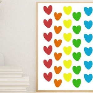 Pride Hearts Print, LGBTQ Print, Pride Poster, Pride Heart Poster, LGBTQ Poster, Pride Home Decor, Pride Wall Art