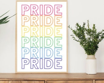 Rainbow Pride Print, Pride Poster, LGBTQ+ Pride, Pride Decor, Pride Wall Art, Pride Month Gift,