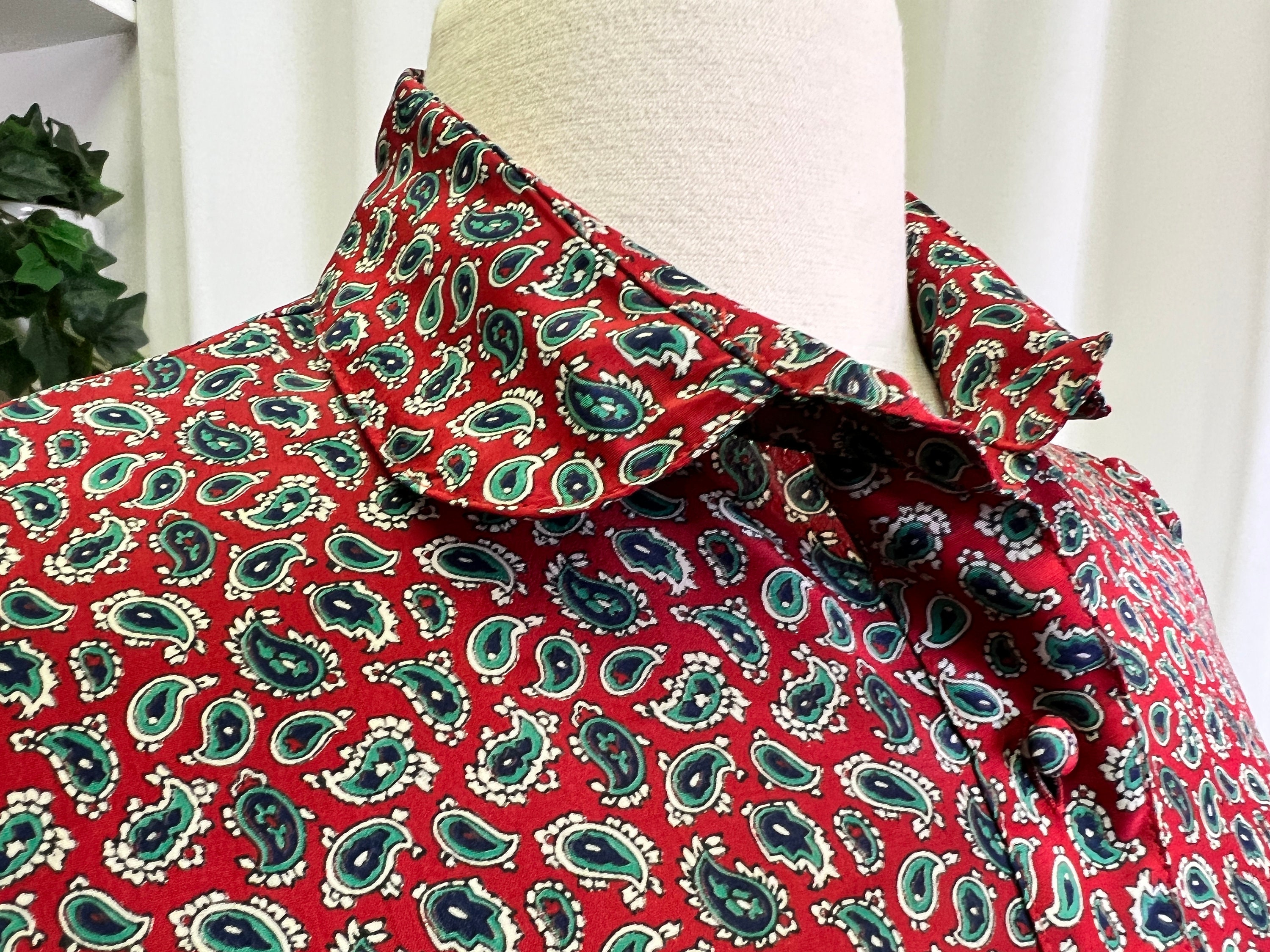80s the Villager Paisley Peter Pan Collar Blouse - Etsy