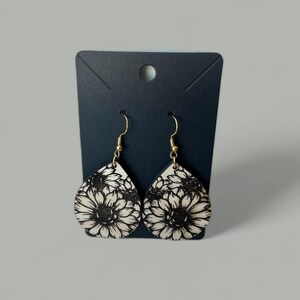 Wooden Sunflower Dangle Earrings