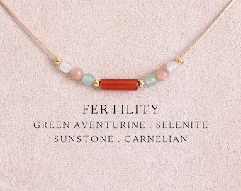 Fertility necklace Natural crystals for conceiving IVF support Healthy pregnancy gift Mom to be Custom healing handmade gemstone jewelry