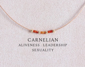 Tiny carnelian necklace Crystal necklace for women Custom gifts Handmade jewelry Hippie necklace Small red agate necklace
