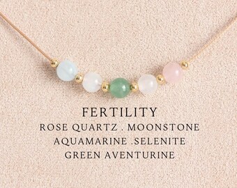Fertility necklace Healing crystal necklace IVF support Custom gift for women Pregnancy desire Baby shower gift Positive energies jewelry