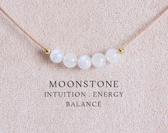 Collar personalizado de piedra lunar arcoíris Joyería personalizada de cuentas de piedras preciosas Piedra de nacimiento de junio Regalo para el cumpleaños de la mejor amiga Joyería de cristal