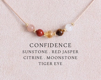 Confidence necklace Healing crystal jewelry 21st birthday gift for her Enhancing beliefs Faith Conviction Courage Gemstone necklace
