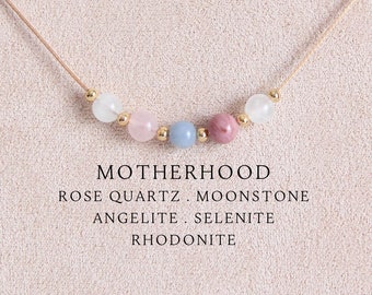 Motherhood support necklace Healing crystal jewelry Energy necklace for mom New mom to be gift Maternity jewelry Gemstone necklace