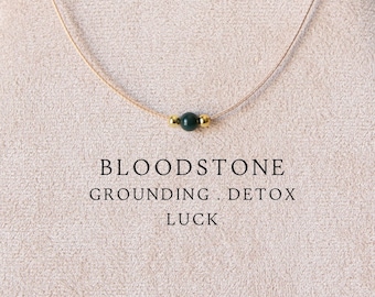 4mm Bloodstone necklace March birthstone necklace for daughter Bloodstone jewelry Crystal necklace