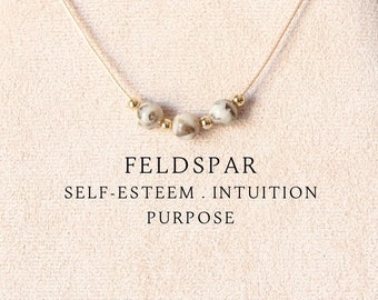Feldspar beaded necklace Gemstone necklace Personalized crystal jewelry