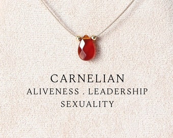Carneool ketting Druppelvormige ketting Carneool hanger Kristallen ketting juli geboortesteen ketting Carneool sieraden
