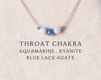 Keelchakra op maat gemaakte healing kralenkristallen ketting met natuursteen Handgemaakte sieraden