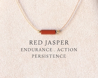 Tube red jasper customizable necklace for women Bar stone necklace
