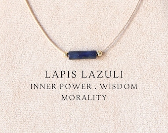 Indie style column lapis lazuli necklace for women Crystal jewelry