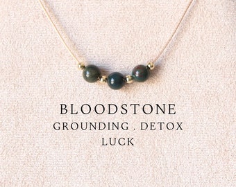 Round smooth 6mm bloodstone beaded necklace for women