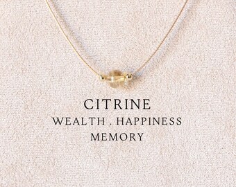 Handmade natural citrine necklace for women Crystal jewelry Gemstone dainty necklace on string Custom gifts for her