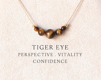 Aesthetic golden tiger eye beaded necklace for women Crystal jewelry