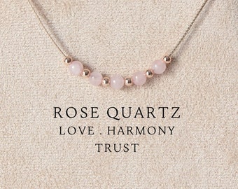 Dainty rose quartz necklace Self love crystal choker Custom crystal necklace Rose quartz jewelry Personalized gifts for women Indie jewelry