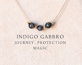 Custom indigo gabbro beaded necklace for women Mystic merlinite necklace Handmade crystal jewelry