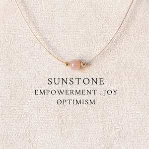 Sunstone single bead necklace