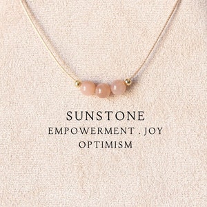 6mm Custom sunstone beaded bohemian necklace Handmade crystal jewelry