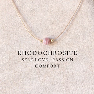 Bead pink rhodochrosite necklace for women Yoga jewelry