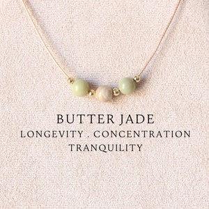 Butter Jade Necklace for Women Beaded Necklace Custom Crystal jewelry Everyday Cord Choker Necklace Friendship Gift for Her Birthday Gifts