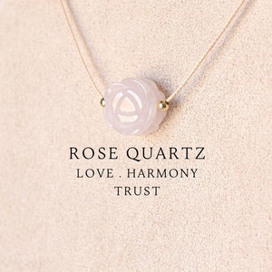 Flower rose quartz single bead necklace