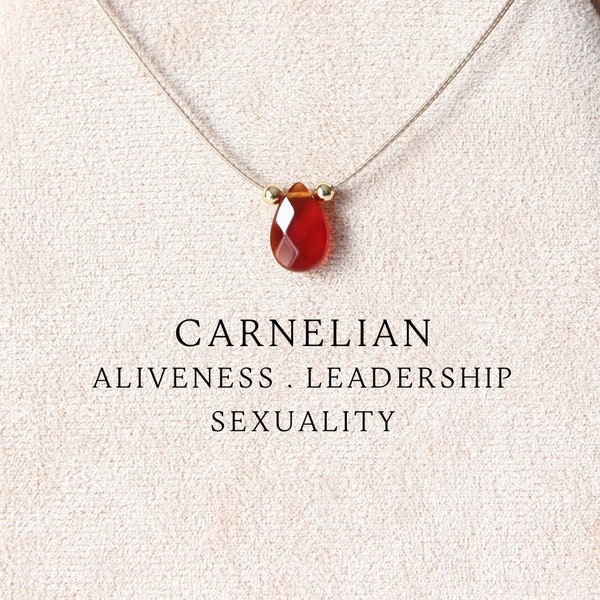 Carnelian necklace Teardrop necklace Carnelian pendant Crystal necklace July birthstone necklace Carnelian jewelry