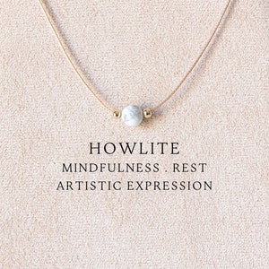 Aesthetic personalized howlite necklace for women on cord Crystal jewelry