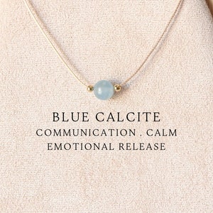 8mm Custom boho blue calcite necklace Dainty handmade crystal jewelry Personalized gift for mom