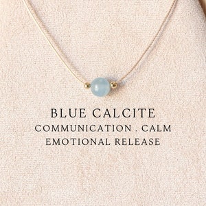 8mm Custom boho blue calcite necklace