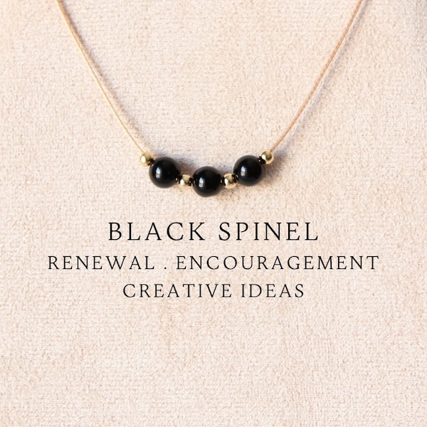 Schwarze Spinell Perlen Halskette