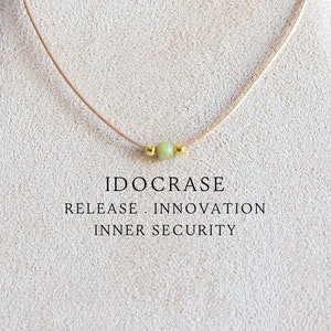 Idocrase choker Vesuvianiet kristal ketting sierlijke groene kralen choker aangepaste choker permanente choker alledaagse boho ketting hippie sieraden