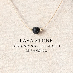 8mm Black lava rock bead necklace for women or men Essential oil diffuser necklace Lava stone necklace