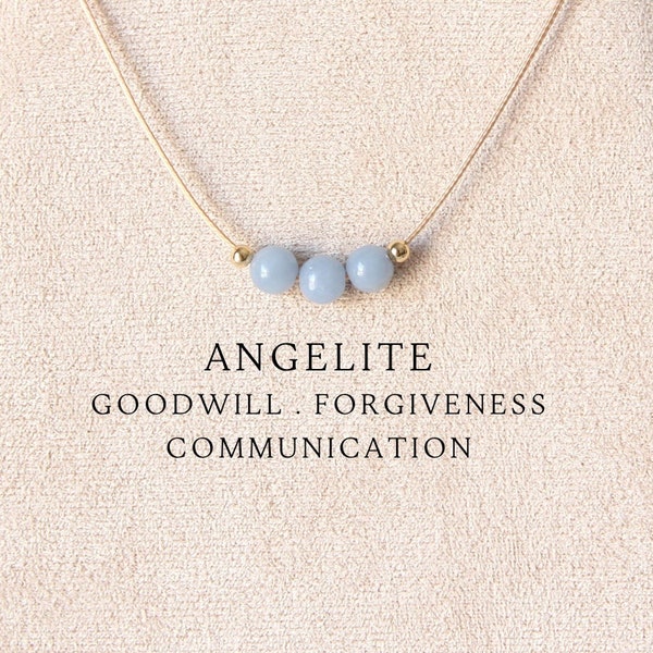Collier hippie simple en perles d'angélite bleues